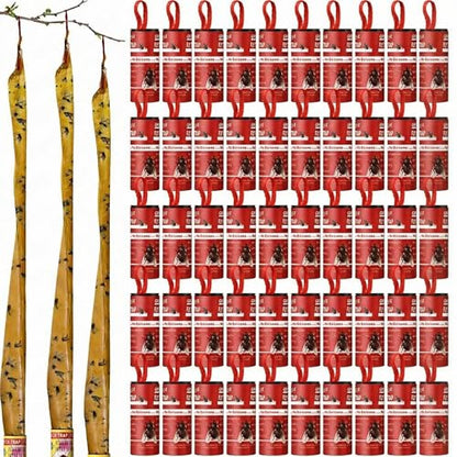 Qualirey 80 Pack Fly Strips Sticky Hanging Indoor Outdoor,Red - color: Red
