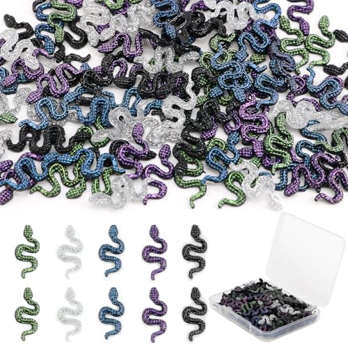 120Pcs Mini Resin Snakes, Miniature Halloween Tiny Snakes for Crafts, Micro Resin Animals Figurines for DIY Fairy Garden Dollhouse Micro Landscaping Decoration - color: 120pcs Mini Snakes