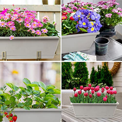 8pcs Window Box Planter,Rectangle Plastic Vegetable Flower Planters Boxes - color: Gray