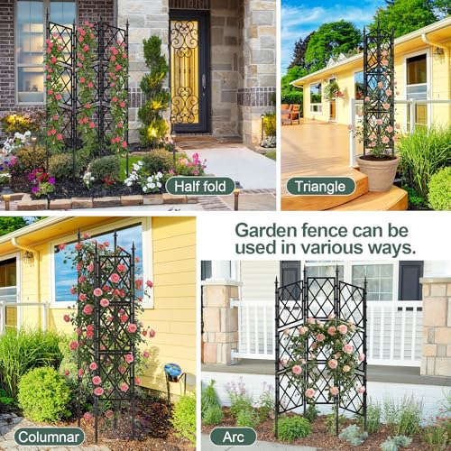 63 Inch Garden Trellis Support Fence Metal Lattice Climbing Frame Black - color: Black