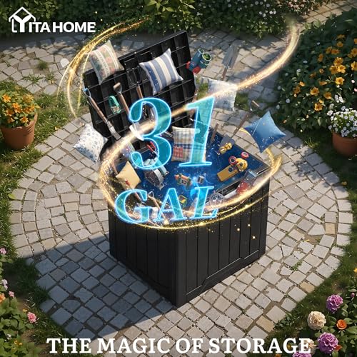 YITAHOME 31 Gallon Deck Boxes Set of 2 - color: Black & Silver, size: 31 Gallon 2pcs