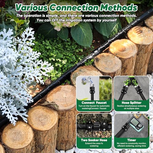 Drip Hose 50FT With Drip Irrigation System, Linkable Soaker Hoses