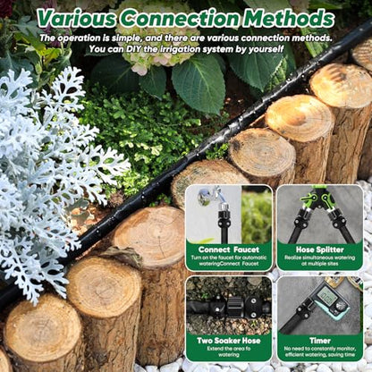 Drip Hose 50FT With Drip Irrigation System, Linkable Soaker Hoses