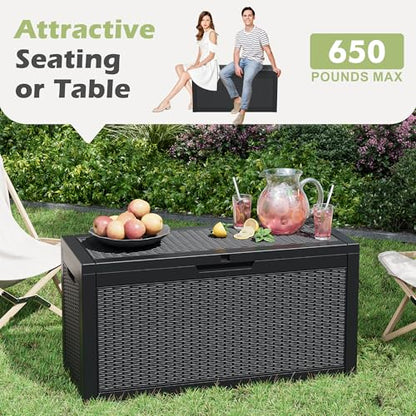 75 Gallon Outdoor Storage Box Waterproof Deck Box Patio Storage - color: Black, style: 75Gallon