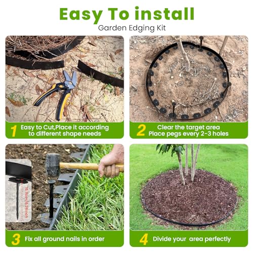 Garden Edging Coil 2" x 100', Landscape Edging Kit with 120 Spikes