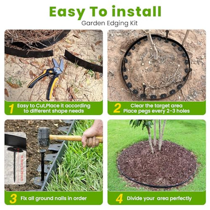 Garden Edging Coil 2" x 100', Landscape Edging Kit with 120 Spikes