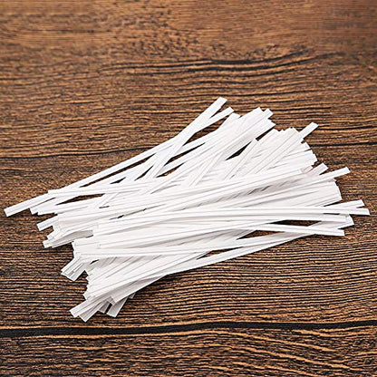 1000 Pcs 6" Paper White Twist Ties Reusable Bread Ties