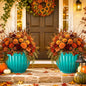 Autodaya 15" Large Planters For Outdoor Plants Set Of 2 Plastic Flower Pots - color: 15"-gradient Teal Green