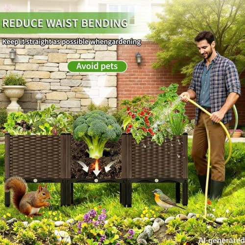 Large Elevated Garden Planter, Raised Bed for Vegetables & Flowers