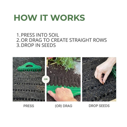 Row Seeder Tool for Seed and Seedling Spacing in Trays and Garden Rows Kit.