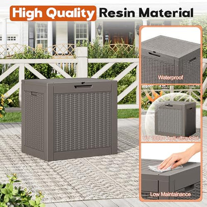 Outdoor Deck Storage Box, Waterproof,Grey,35 Gallon - color: Striped Gray, style: 35 Gallon