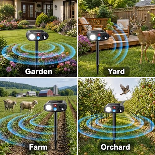 Sonic Fortress Pro Deer Repellent Solar Ultrasonic Animal Repeller 2 Pack