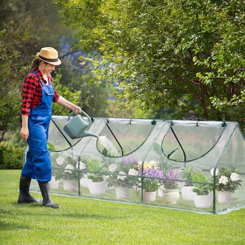 Aoodor 9 x 3 x 3 ft Mini Greenhouse - color: Transparent, size: 9 x 3 x 3 ft