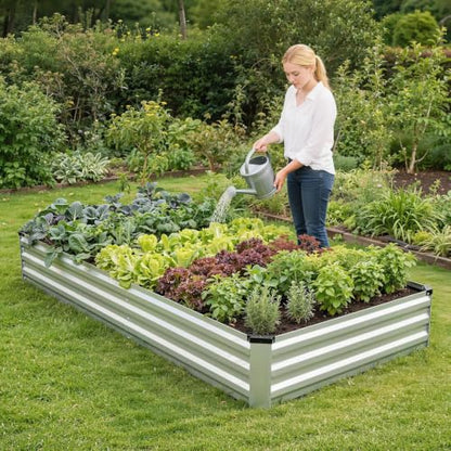 G GOOD GAIN 2Pcs Galvanized Raised Garden Bed 8x4x1ft for Herbs, Silver - color: Silver, size: 8x4x1FT(2 Pack)