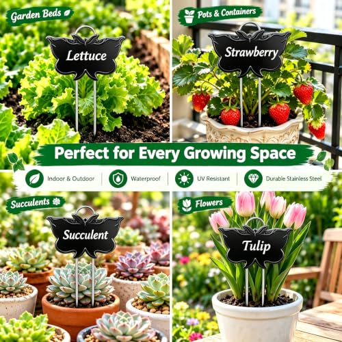Metal Plant Labels for Outdoor Garden Waterproof 11-Inch 30 Pack - color: Black 30-pack