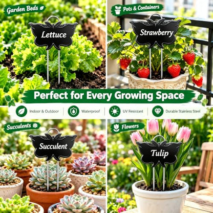 Metal Plant Labels for Outdoor Garden Waterproof 11-Inch 30 Pack - color: Black 30-pack