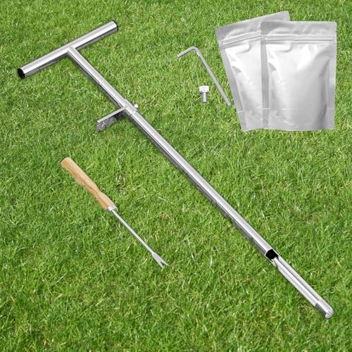 SPECILITE 36" 304 Stainless Steel Soil Sampler Probe with Bags, Weed Puller