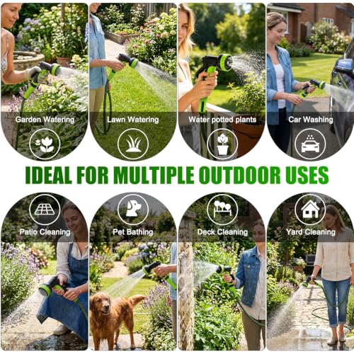 NON-EXPANDABLE Garden Hose 25 FT x5/8'' with 10-Function Sprayer - size: 25ft