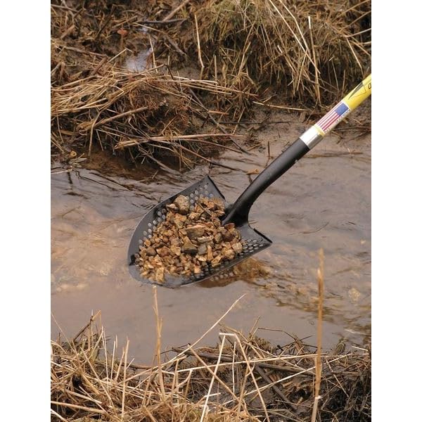 Mud/Sifting Round Point Shovel, 48 in. - size: 48" Professional Grade Fiberglass handle with Cushion Grip