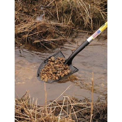 Mud/Sifting Round Point Shovel, 48 in. - size: 48" Professional Grade Fiberglass handle with Cushion Grip