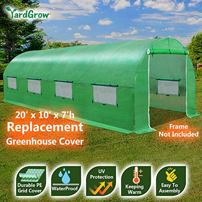 YardGrow Greenhouse Replacement Cover Larger Walk in Outdoor Plant Gardening Greenhouse (Frame Does NOT Included) (Green, 20'x10'x7') - color: Green, 20'x10'x7'