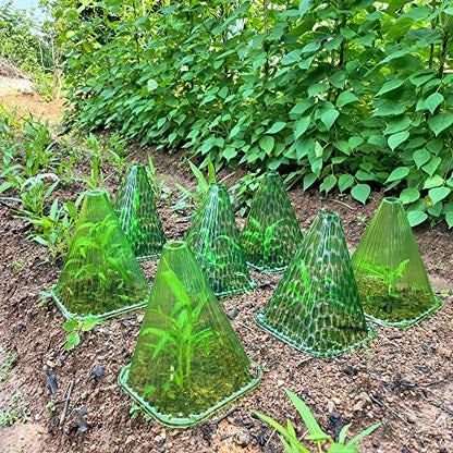 Fshow 40 Pack Garden Cloches for Plants, Reusable Bell Plant Cover, Plant Covers Protectors from Animals Snails/Birds/Chickens/Insect(Diameter:7.5" Height: 9") - color: dark green 40pcs