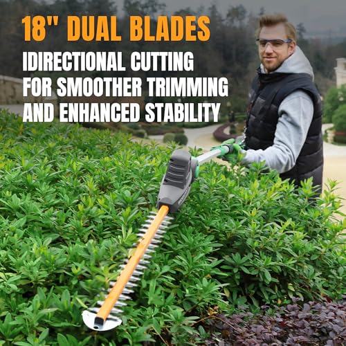 WORKPROX 20V Cordless Pole Hedge Trimmer, 9.2-Ft Reach, 11-Angle Head