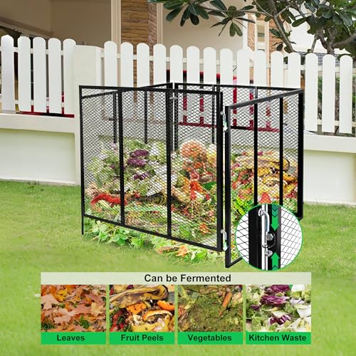 Large Metal Wire Mesh Compost Bin Outdoor, 172 Gallon, Black