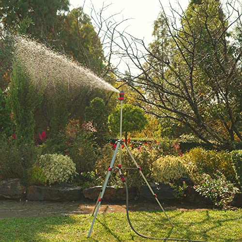Eden 94156 PRO Metal Telescoping Tripod Adjustable 6-Pattern Mobile Rotary Gear Drive Garden Sprinkler for Yard W/Premium Quick Connect Starter Set - style: Telescoping Metal Tripod