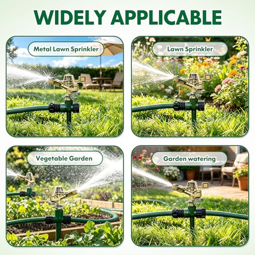 2 Pack Metal Impact Sprinkler for Yard, 360° Large Area Coverage