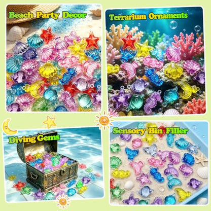 70 PCS Seashells Ocean Sensory Bin Filler, Mini Resin Animal Figures - style: Mini Seashells(70 Pieces)