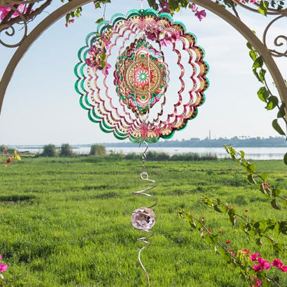 Mandala Manjusaka Wind Spinner, Hanging Sculptures & Catchers - color: Mandala Manjusaka