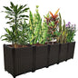 Large Planters for Outdoor Plants Raised Garden Bed Kit Rectangular Elevated Plastic Garden Boxes for Gardening Vegetables Flowers in Backyard Patio Balcony