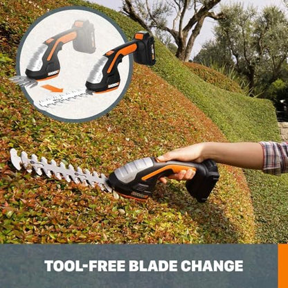 WORX Cordless Grass Shear & Shrub Trimmer, 20V 4" + 8" Bush Trimmer, WG801 - style: 8" 20V Shrubber Trimmer w/(1)2.0Ah Battery
