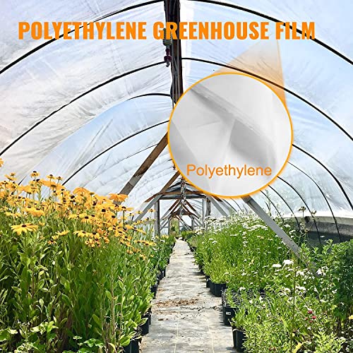 VEVOR Greenhouse Plastic Sheeting 24 x 50 ft, 6 Mil Thickness UV Resistant Clear Polyethylene Film, Hoop Green House Cover for Farms, Agriculture, Garden - size: 24 x 50 ft