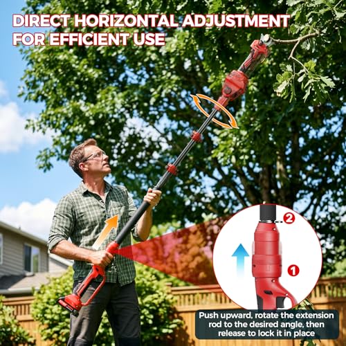 2-in-1 Electric Pruning Shears Cordless with Pole, 2.1" Cutting Diameter Pole Pruning Shears, Brushless Motor, Extra Blade, 2 * 2Ah Batteries, 2 Modes Adjustable Pruning Shears for Tree Flower - size: 2.1"