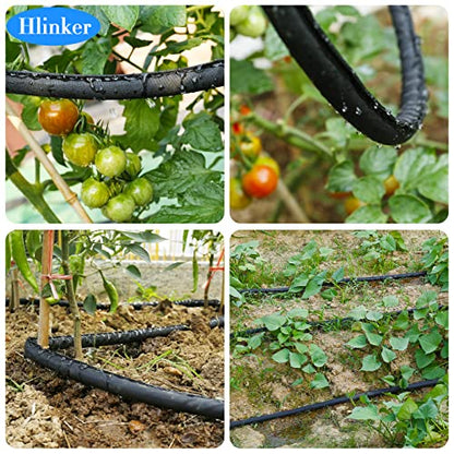 Hlinker Flat Soaker Hose 25 FT for Garden Beds, 25Ft 1/2" Linkable Consistent Drip Irrigation Hose Save 80% Water, Leakproof Heavy Duty Double Layer Sprinkler Hose - size: 25FT