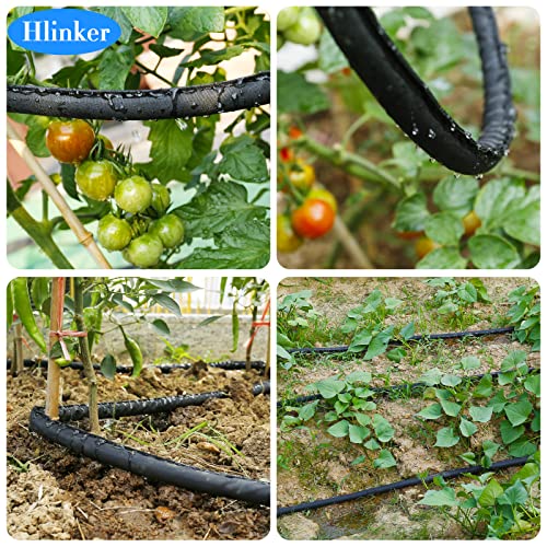 Hlinker Flat Soaker Hose 100 FT for Garden Beds, 50Ft 2Packs 1/2" Linkable Consistent Drip Irrigation Hose Save 80% Water, Leakproof Heavy Duty Double Layer Sprinkler Hose - size: 100FT (50'X2)