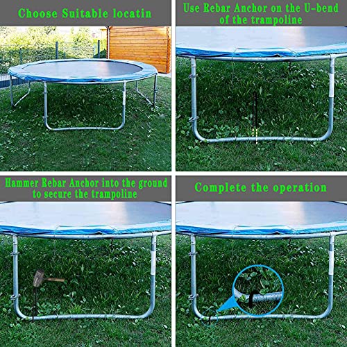 10 Inch Coated Rebar Trampoline Wind Stake Set of 12 Metal Anchors