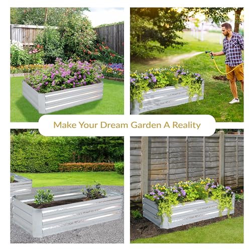 Sunnydaze Galvanized Raised Garden Bed, Rectangle, 4x2x1 ft, Silver - color: Silver