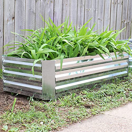 Sunnydaze Galvanized Raised Garden Bed, Rectangle, 4x2x1 ft, Silver - color: Silver