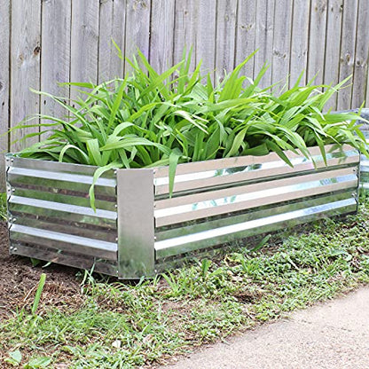 Sunnydaze Galvanized Raised Garden Bed, Rectangle, 4x2x1 ft, Silver - color: Silver