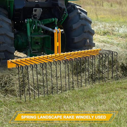 Garvee 60 Inch 3 Point Landscape Rake, Steel Tow-Behind Grass Rake - size: 60 inch