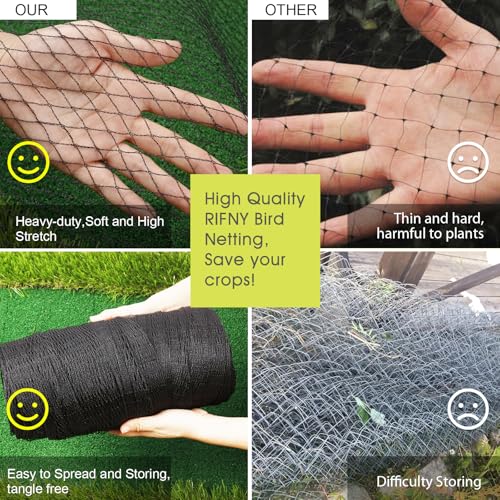 RIFNY Bird Netting for Garden Protection, 25 x 50FT Mesh Garden Netting - size: 25 x 50 FT - 5/8 inch Mesh