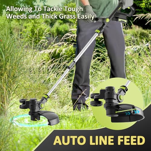 12-in Cordless String Trimmer/Edger, Two 2.0Ah Batteries, Auto Line Feed