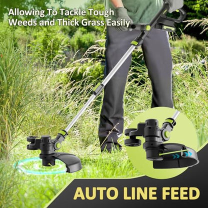 12-in Cordless String Trimmer/Edger, Two 2.0Ah Batteries, Auto Line Feed