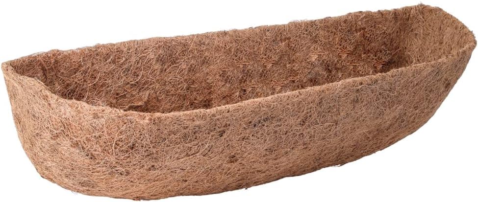 1 Pack 24 Inch Pre-Formed Trough Coco Liner for Window Boxes & Railing Planters, Thickened Natural Coconut Coir Replacement Liner, No Cutting Needed, Durable for Outdoor Balcony Garden - size: 24inch/1Pack