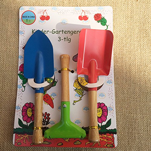 8" Long Gardening Tools for Kids, 3-Piece Kids Garden Tools with Rake,Shovel and Trowel