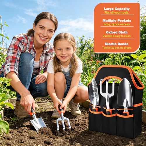 9-Piece Garden Tools Set Heavy Duty Stainless Steel with Tote Bag