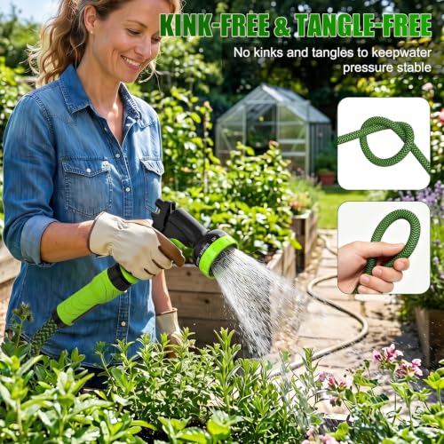 NON-EXPANDABLE Garden Hose 25 FT x5/8'' with 10-Function Sprayer - size: 25ft